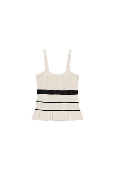 TEXTURED KNIT STRAPPY TOP