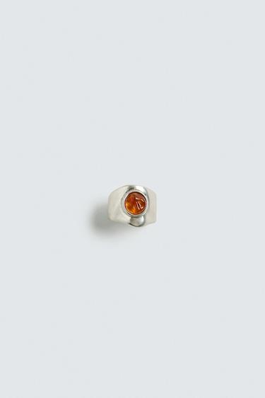 Zara CONTRAST SIGNET RING - Silver
