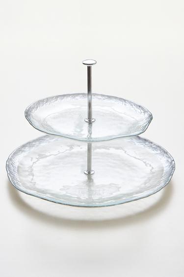 TWO-TIERED SERVING DISH - Silver by Zara