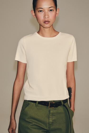 TOP PUNTO MANGA CORTA - Crudo de Zara