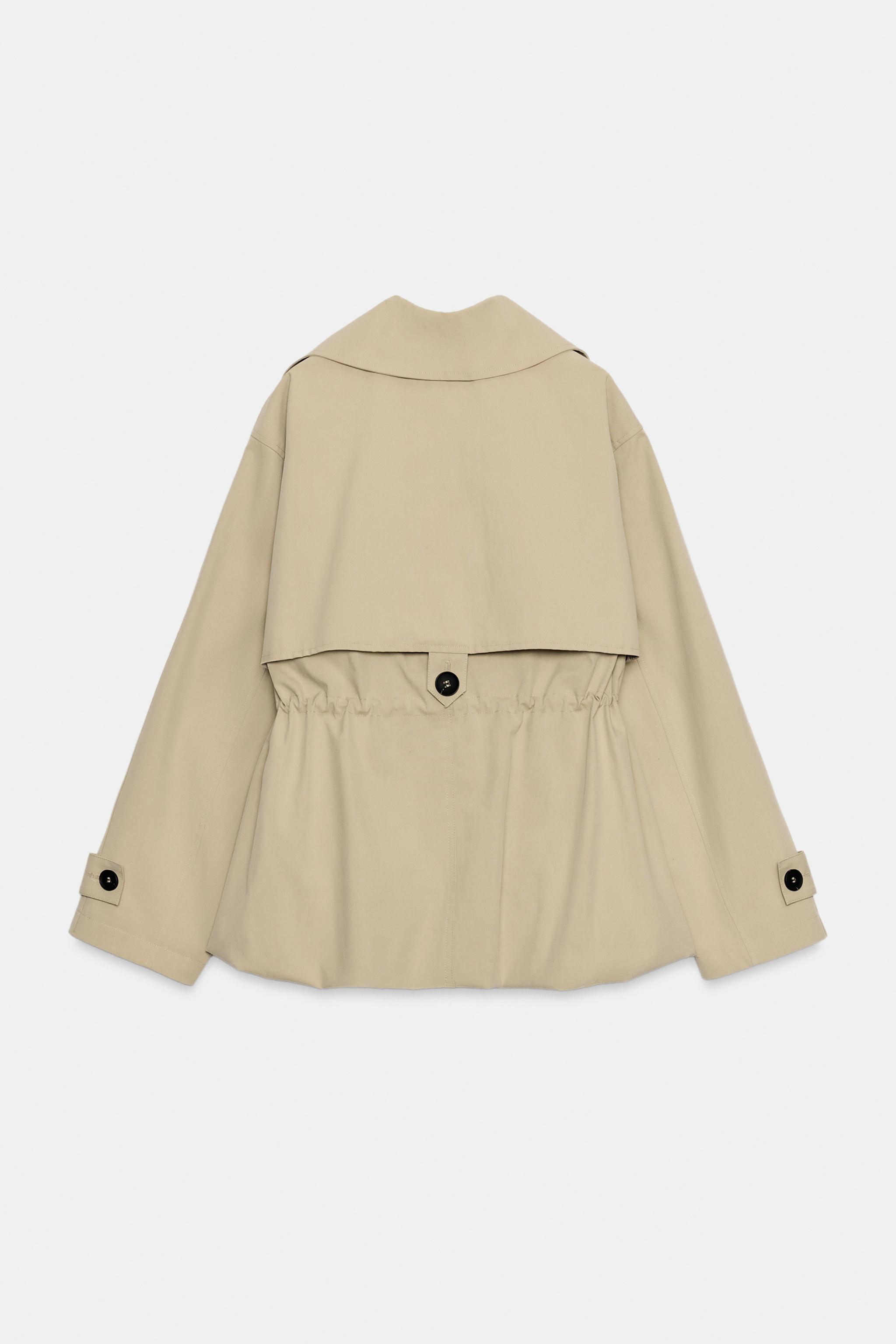 DOUBLE-BREASTED DRAWSTRING TRENCH JACKET