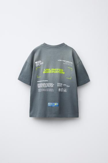 CAMISETA TIE DYE TEXTO - Azul / Gris de Zara