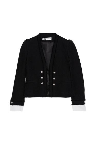 TWEED JACKET WITH POPLIN