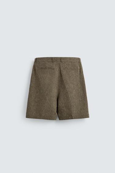 RELAXED FIT PLEATED BERMUDA SHORTS - Khaki by Zara - Image 7