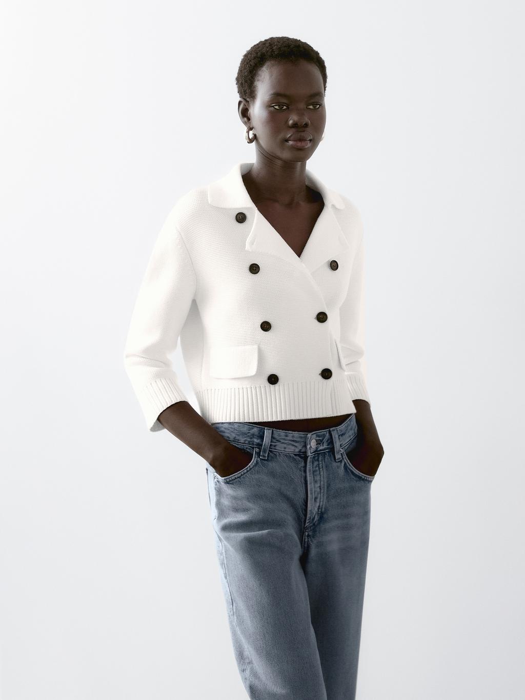 Double-breasted Milano knit cardigan