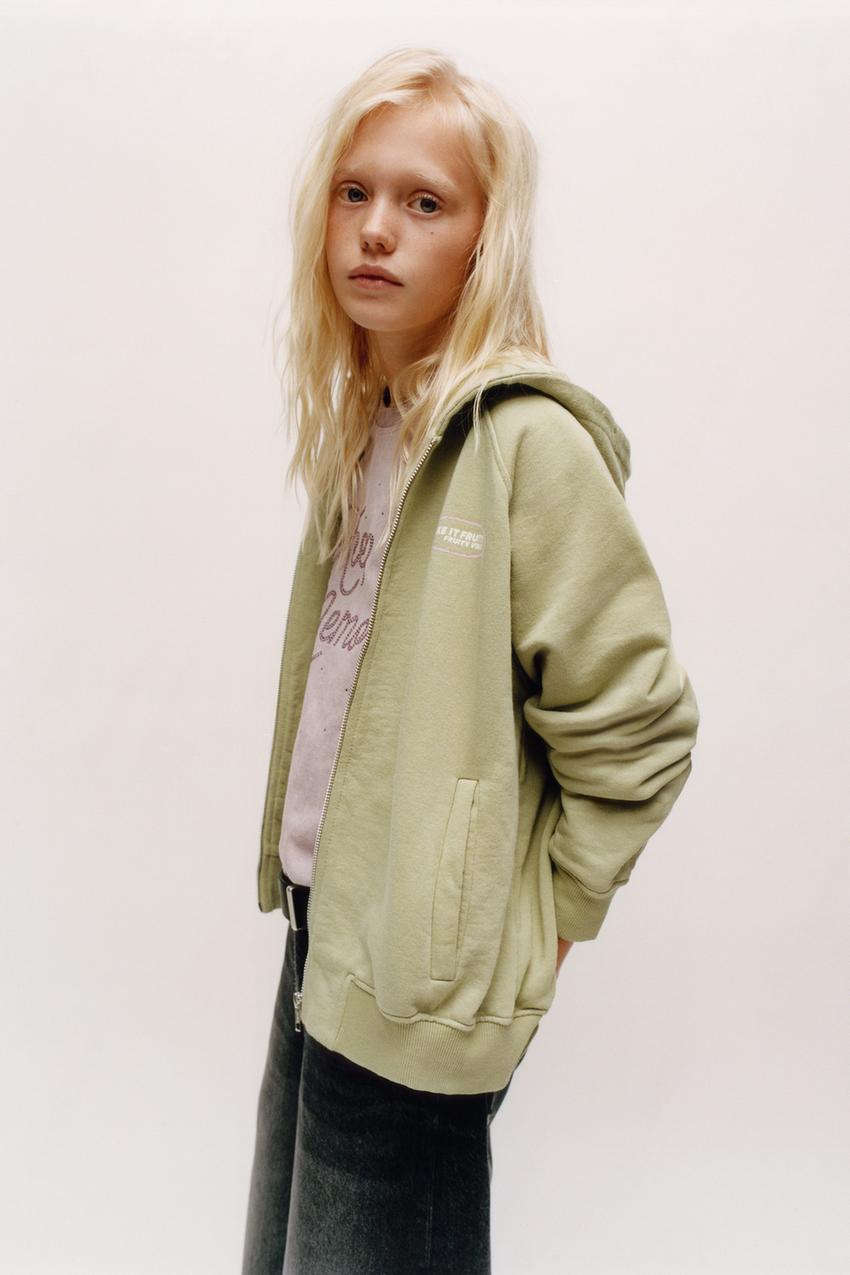WASHED EFFECT ZIP SWEATSHIRT