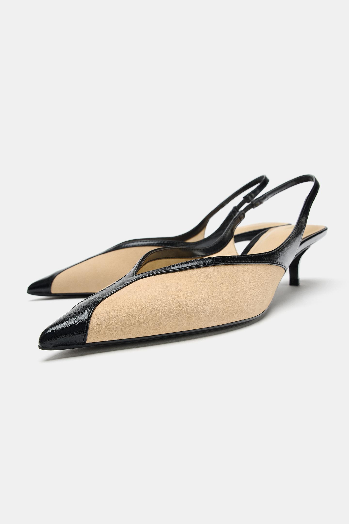 Женские туфли Zara Combined Slingback Heels, цвет: Разноцветный — фото 2