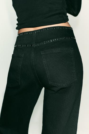JEAN Z1975 DROIT LONGUEUR LONGUE TAILLE HAUTE CLOUS - Noir de Zara - Image 5