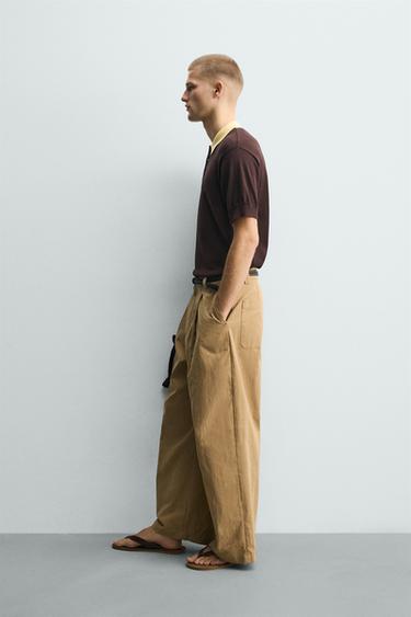 POLO EN MAILLE DÉCONTRACTÉ À CONTRASTE - Marron de Zara - Image 3