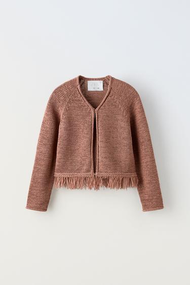 ВЯЗАНЫЙ КАРДИГАН С БАХРОМОЙ — ТЕРРАКОТОВЫЙ от Zara — изображение 0