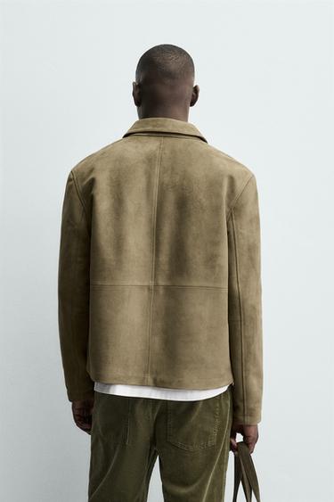BLOUSON EFFET DAIM AVEC POCHES - Vert gris de Zara - Image 2
