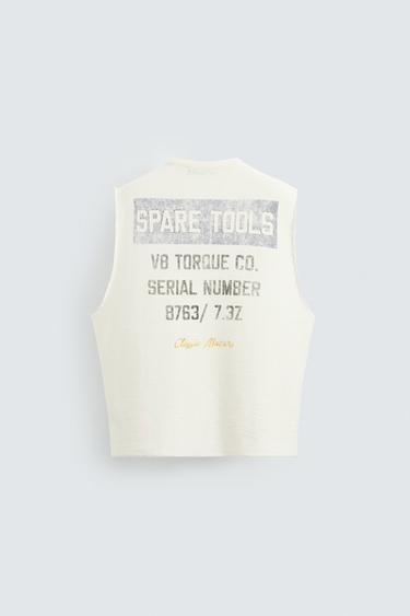 ÁO TANK TOP VẢI DỆT KIM BẠC MÀU IN HỌA TIẾT - Màu be từ Zara