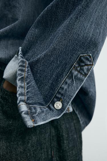 WASHED DENIM OVERSHIRT - Blue by Zara - Image 4