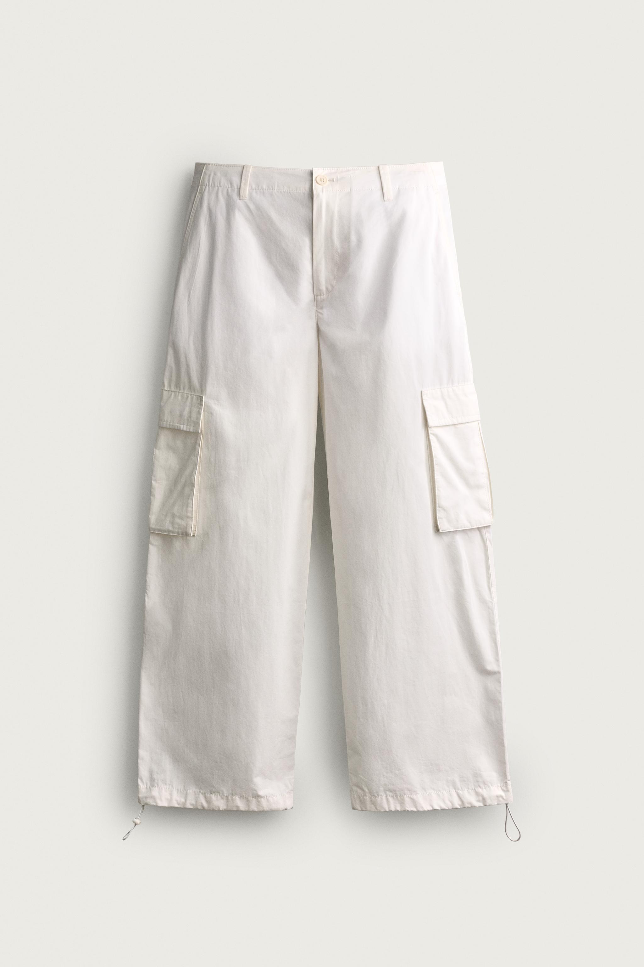 RELAXED FIT CARGO PANTS — White