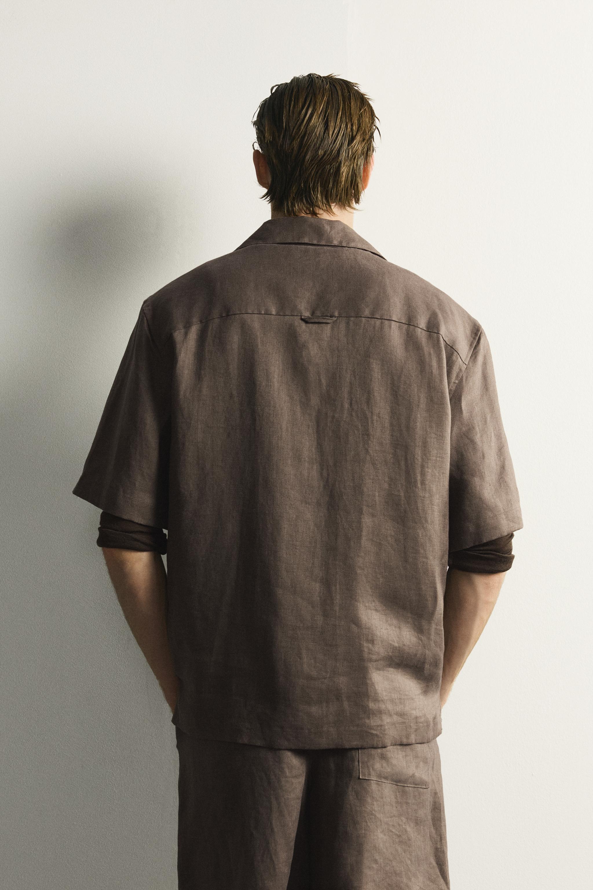 Zara %100 KETEN RELAXED FIT GÖMLEK görsel 3