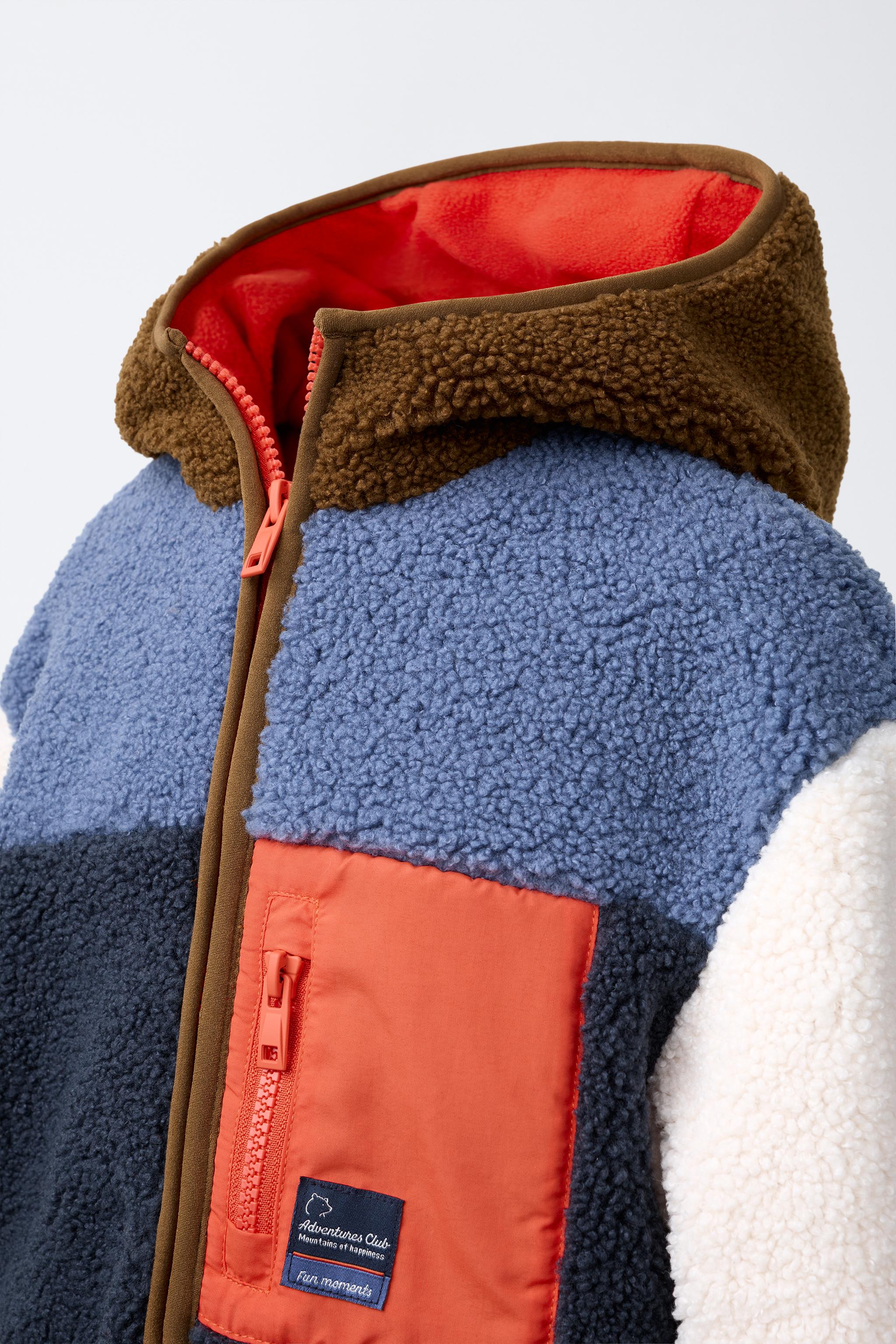 BLOUSON EFFET MOUTON COULEUR BLOCK