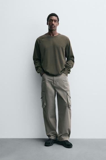 T-SHIRT RELAXED FIT PUDAR - washed green dari Zara