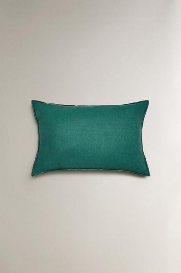 CUSHION COVER WITH OVERLOCK - Turquoise by Zara