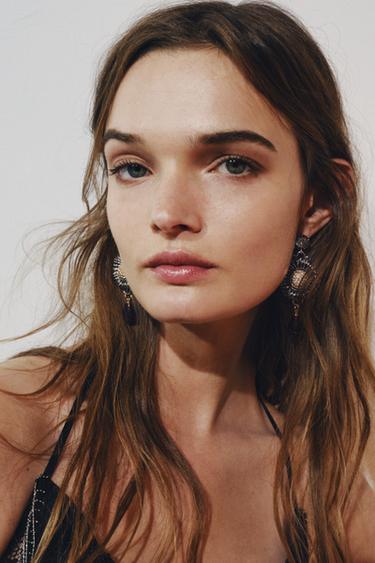 Zara JEWEL BEAD FLOWER EARRINGS - Gold / Silver