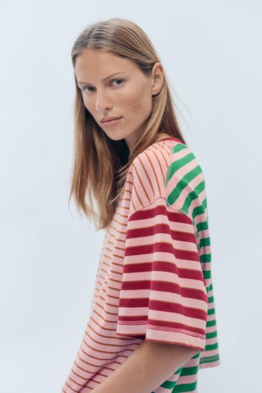 Zara LIMITED EDITION STRIPED T-SHIRT - striped
