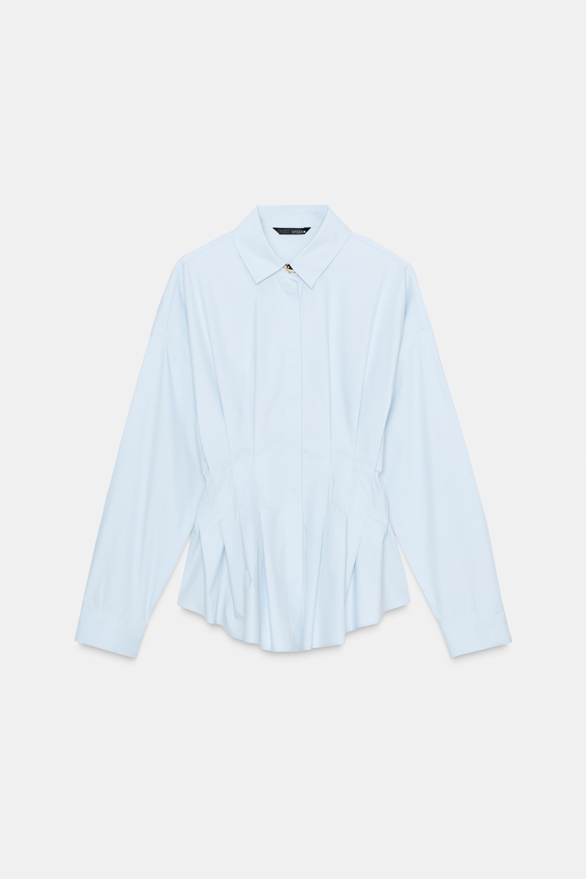 PLEATED POPLIN SHIRT