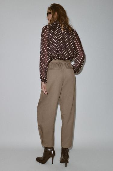 CARROT FIT TROUSERS WITH ELASTIC WAIST - camel by Zara - Image 5