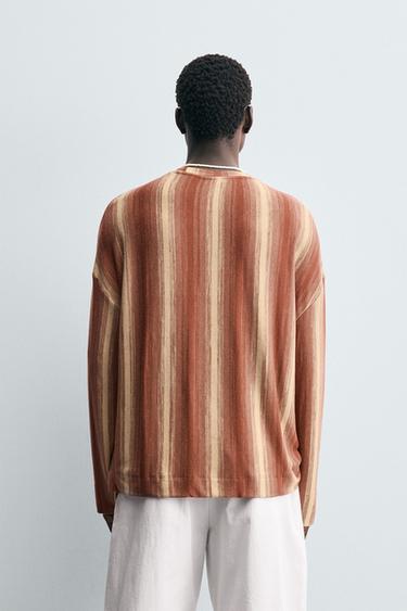 STRIPED FLOWING T-SHIRT - Red by Zara - Image 2