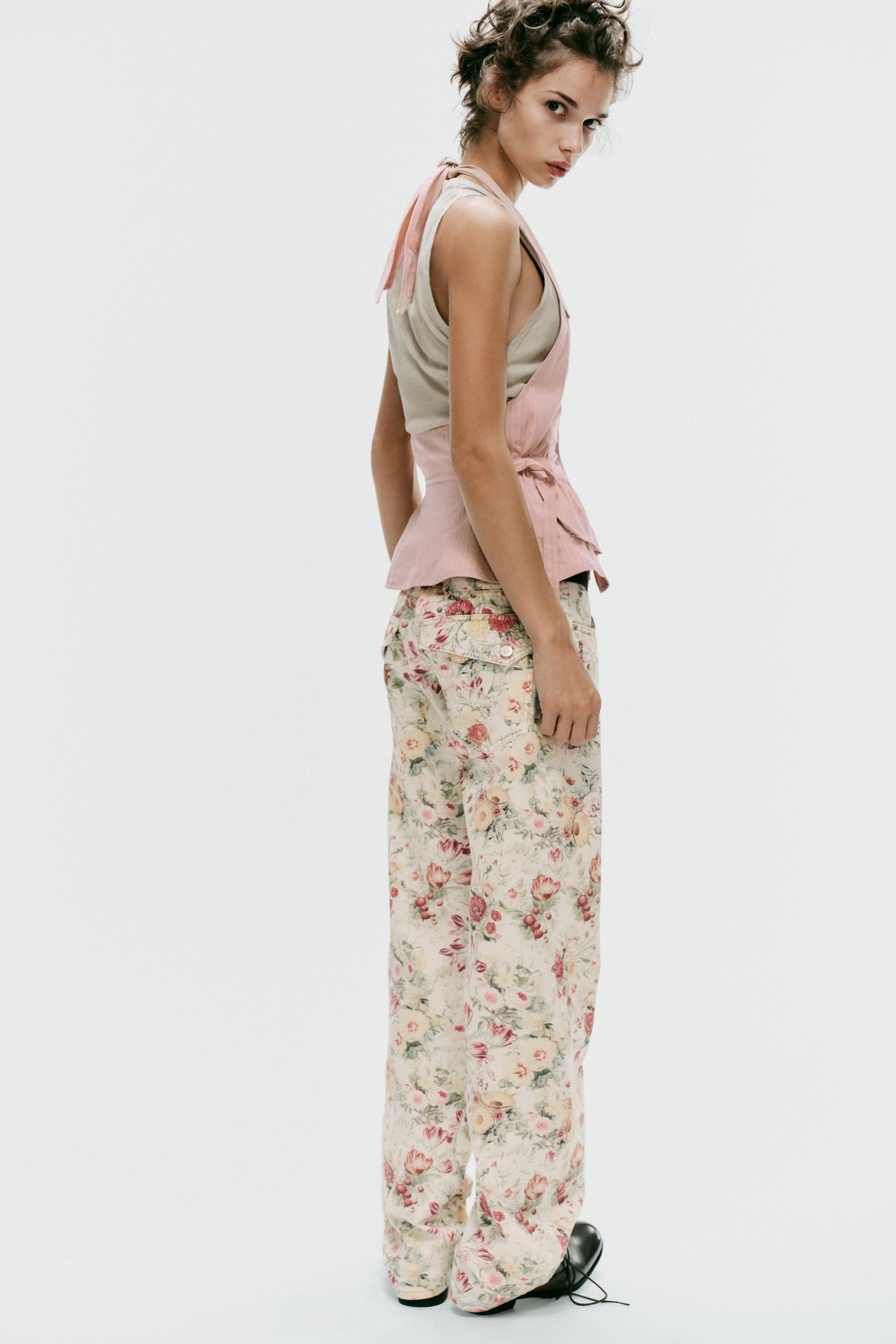 TRF FLORAL PRINT STRAIGHT JEANS