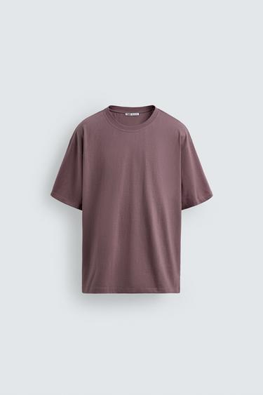 Zara HEAVYWEIGHT T-SHIRT - Dusty mauve