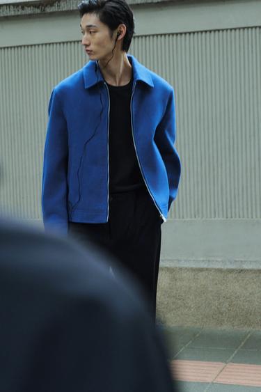 Zara 羊毛拉鍊外套 - 深藍色