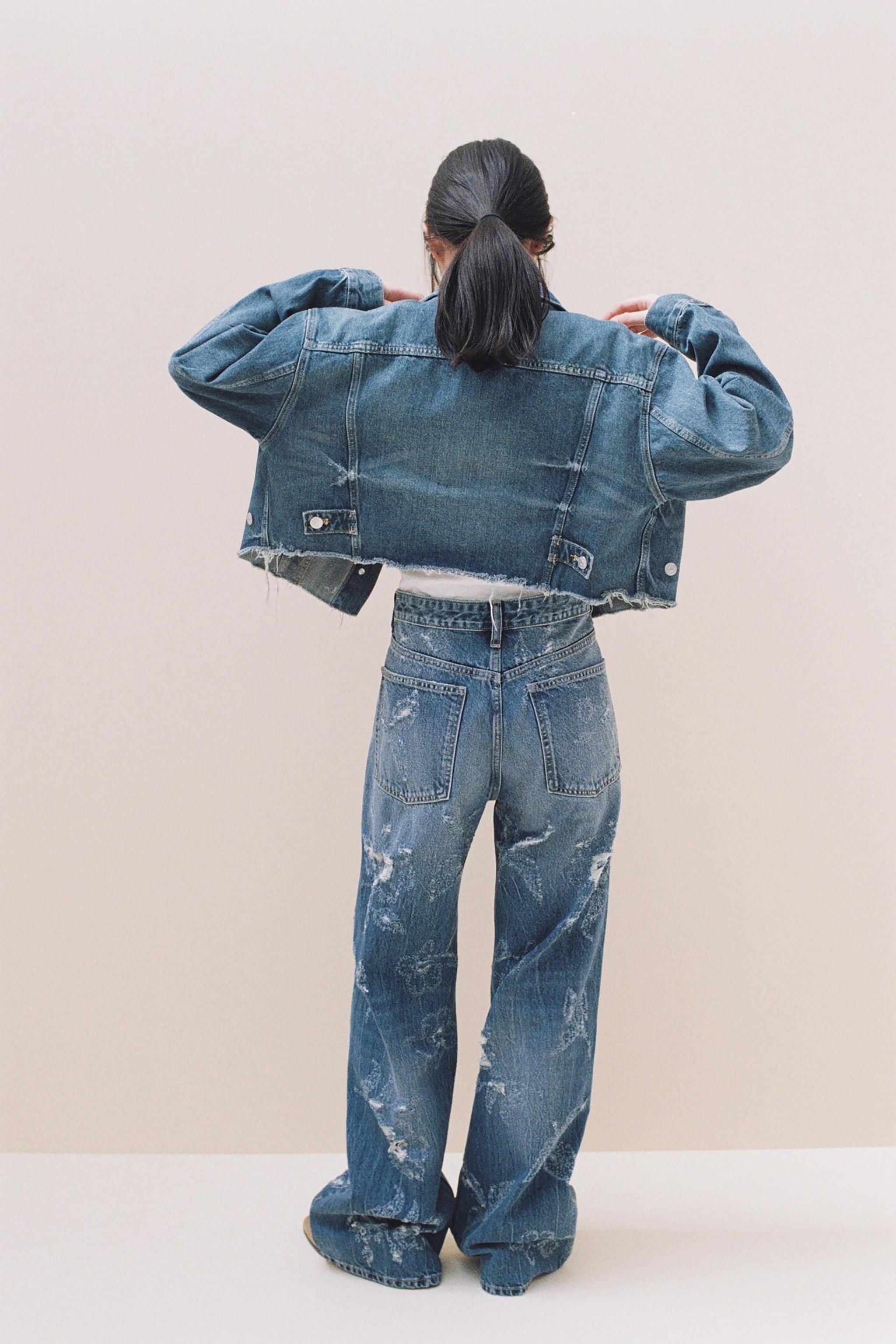 【未使用・タグ付】クロップド デニム ジャケット TRF クロップドデニムジャケット - ブルー | ZARA Japan / 日本