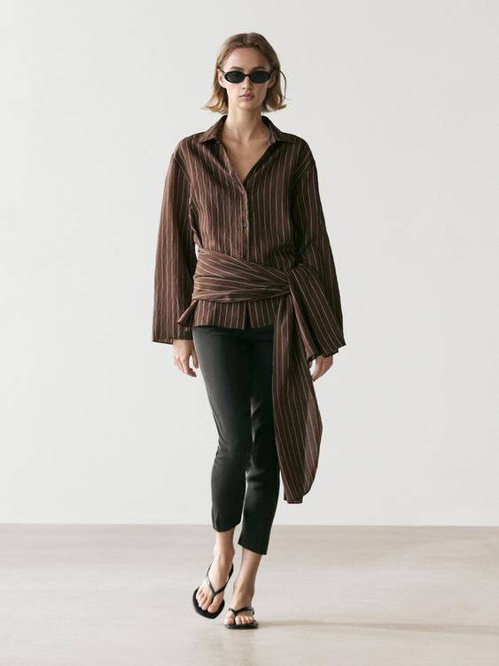 Striped shirt with scarf detail from Zara - $90