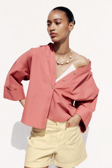 CHEMISE EN POPELINE AVEC MANCHES LARGES - MARSALA de Zara - Image 4