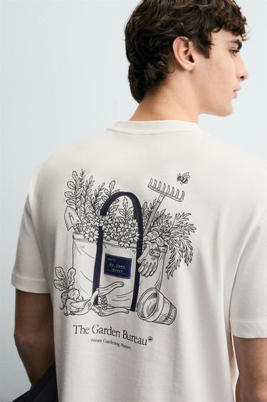 T-SHIRT À IMPRIMÉ EN CONTRASTE - Beige clair de Zara - Image 4