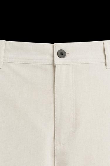 Zara TEXTURED STRETCH PANTS - Light sand