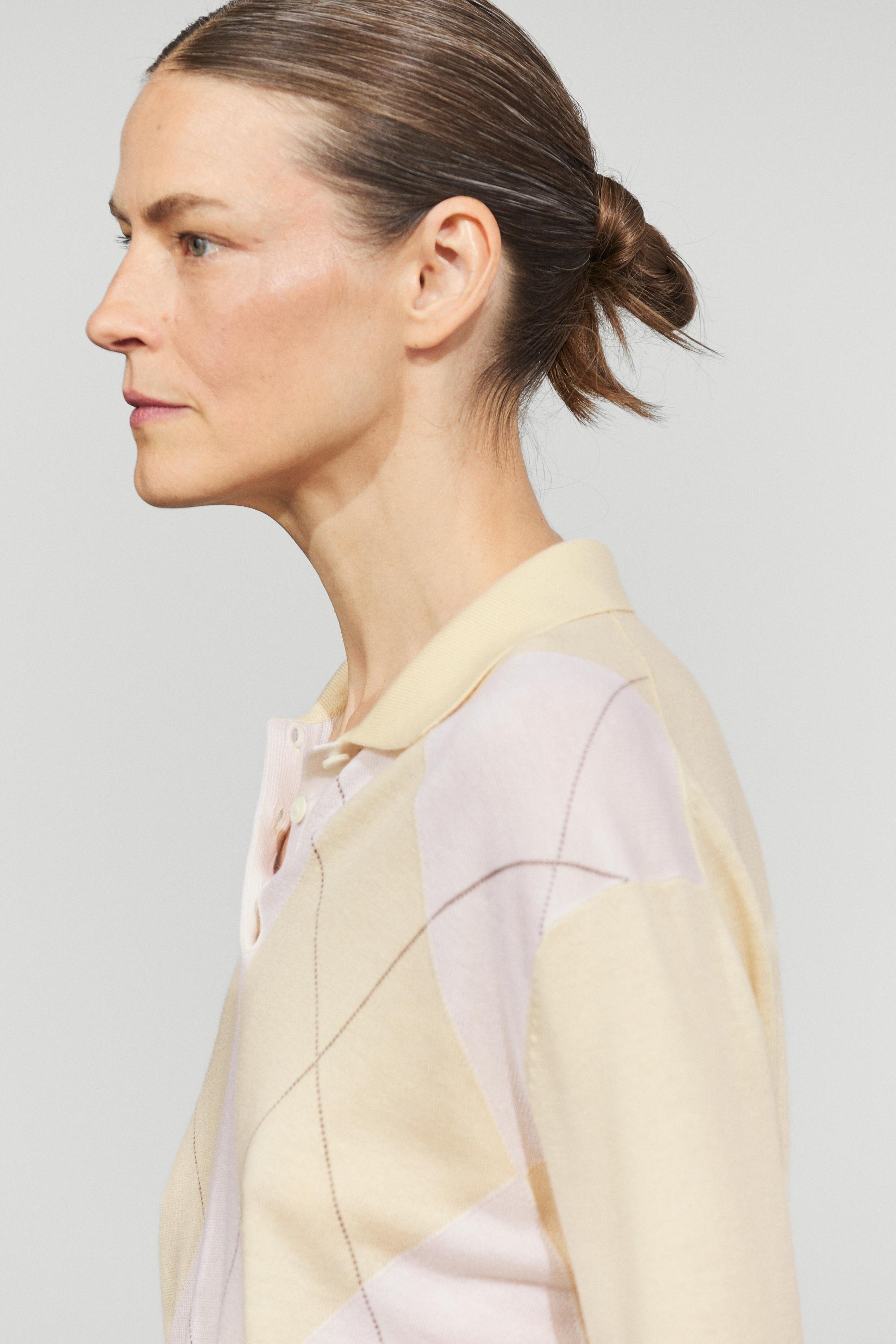 Argyle detail knit polo sweater - Yellow | ZARA United States