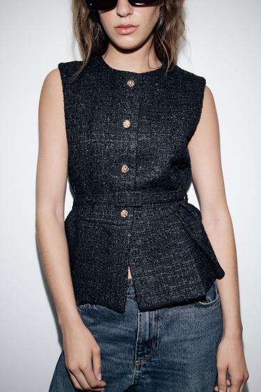 BELTED WAISTCOAT - Blue green by Zara