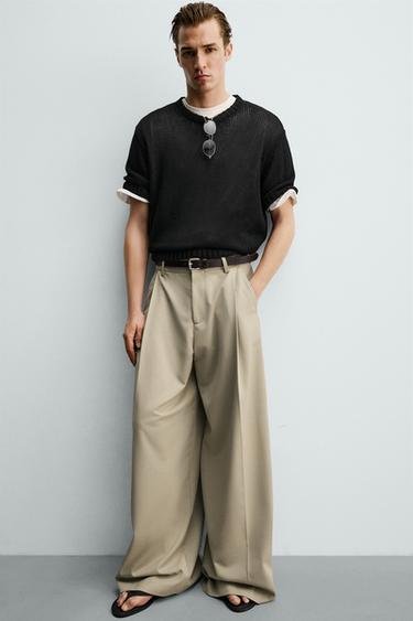 PANTALON COUPE LARGE À PLIS - Beige de Zara - Image 5