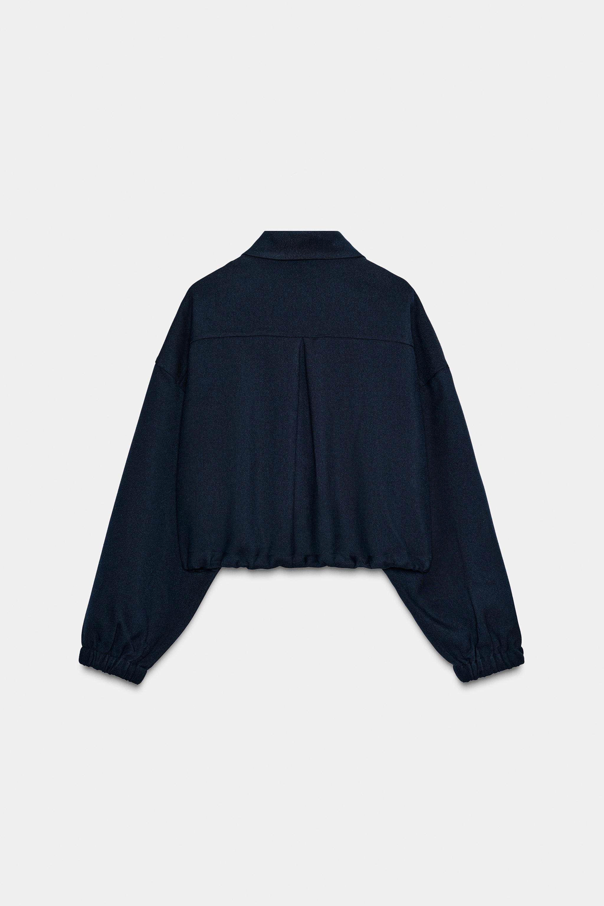 CROPPED BALLOON BOMBER JACKET - Navy blue | ZARA Canada