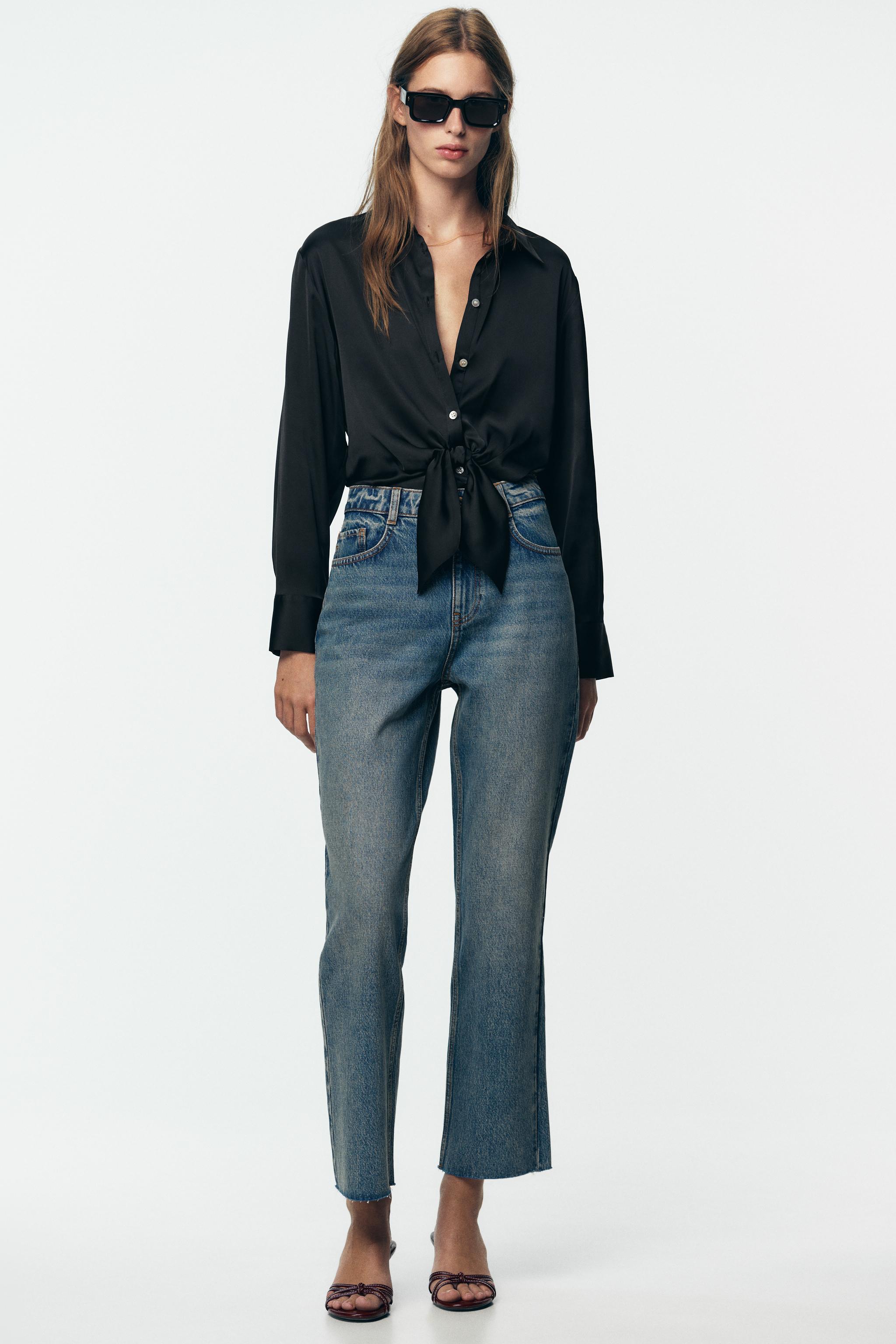 ZARA シームディティール　ストレートレッグ　デニムパンツ ワイドレッグデニムパンツ - ブルー | ZARA Japan / 日本