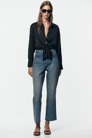 Z.02 STRAIGHT HIGH-WAIST ANKLE JEANS - Blue / Green by Zara
