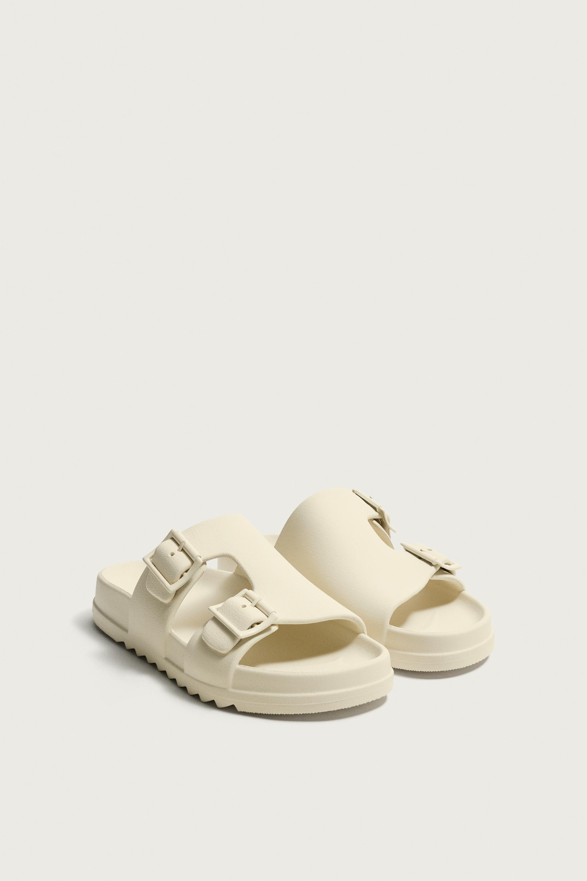 RUBBERIZED DOUBLE STRAP SANDALS — Cream White (alternate view)