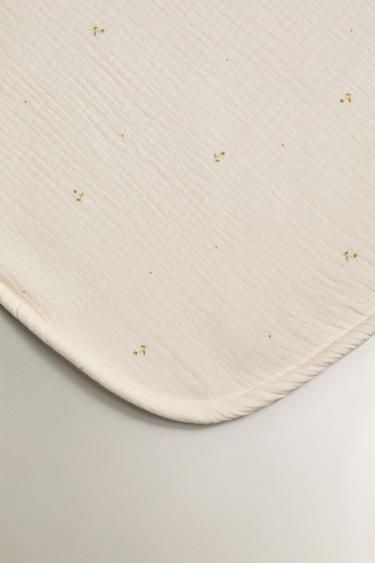 KIDS' FLORAL FLEECE AND MUSLIN BLANKET - Ecru by Zara - Image 1