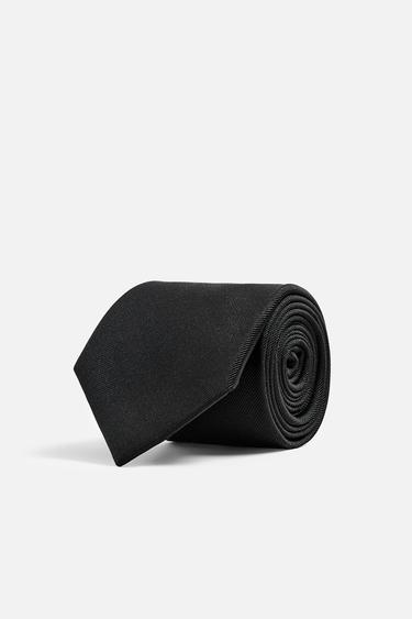 BASIC 100% SILK TIE - Black by Zara
