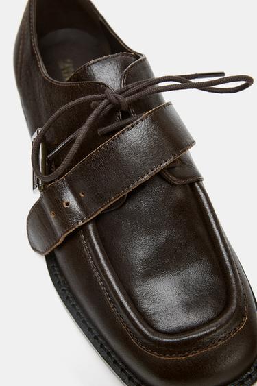 LEATHER BUCKLE LOAFERS - Brown by Zara - Image 4