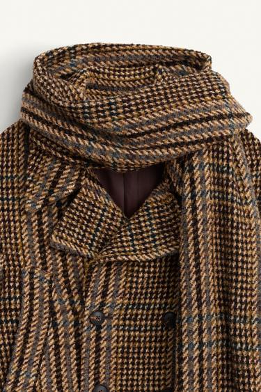 MANTEAU COURT À CARREAUX AVEC ÉCHARPE ÉDITION LIMITÉE - Marron de Zara - Image 10