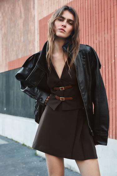 FALDA MINI TRABILLA - Marrón de Zara