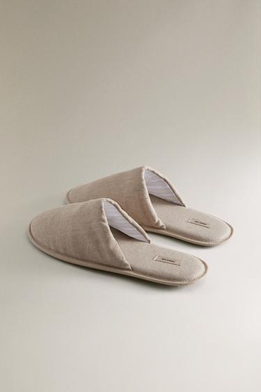LINEN MULE SLIPPERS - Taupe Grey by Zara - Image 3