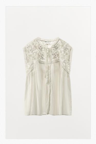 CUERPO PUNTILLA BORDADOS LIMITED EDITION - Blanco roto de Zara