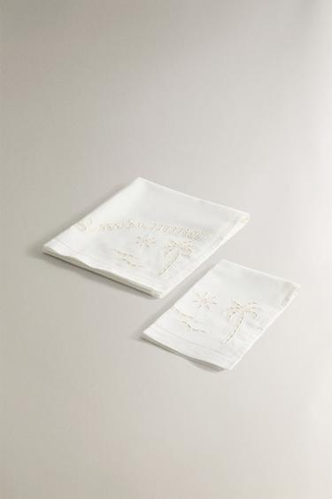 PACK OF EMBROIDERED SUMMER TOWELS (PACK OF 2) - Ivory by Zara - Image 1